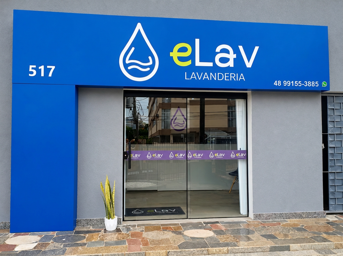 Fachada da eLav Lavanderia Florianópolis na Rua Dr. Abel Capela, 517